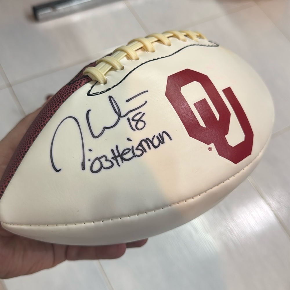 Jason White 18 AUTOGRAPHED 2003 Heisman Trophy Winne Signed Football OU OKLAHOMA
